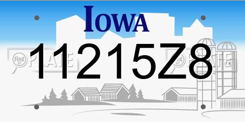 11215Z8 Iowa License Plate