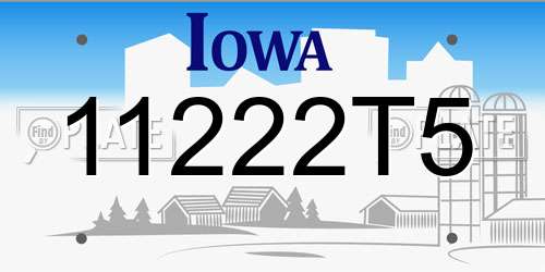 11222T5 Iowa License Plate