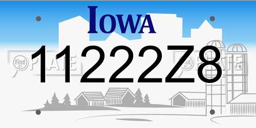 11222Z8 Iowa License Plate