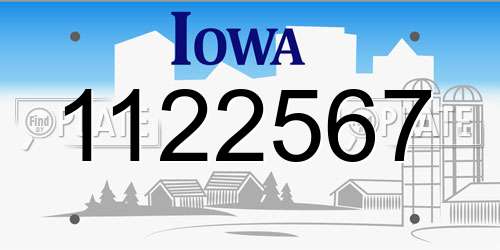 1122567 Iowa License Plate