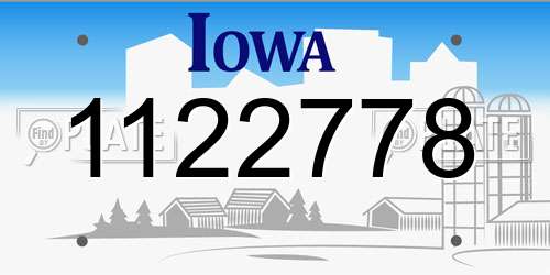 1122778 Iowa License Plate
