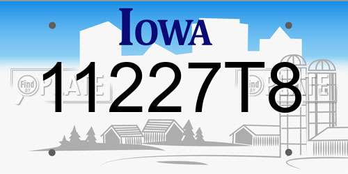 11227T8 Iowa License Plate
