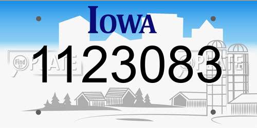 1123083 Iowa License Plate