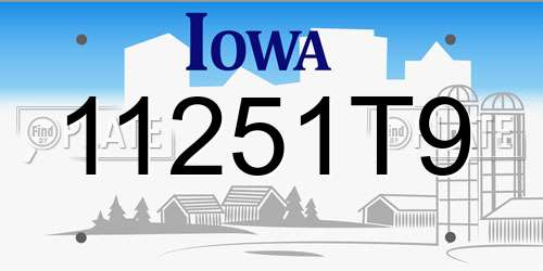 11251T9 Iowa License Plate
