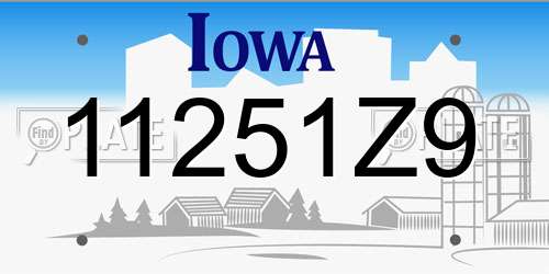 11251Z9 Iowa License Plate
