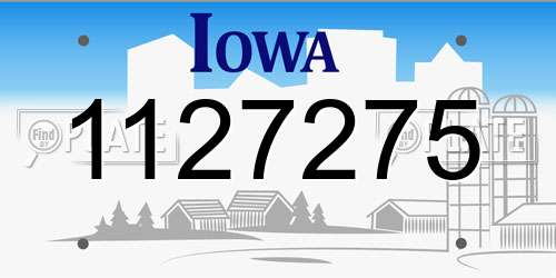 1127275 Iowa License Plate