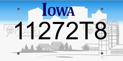 11272T8 Iowa License Plate
