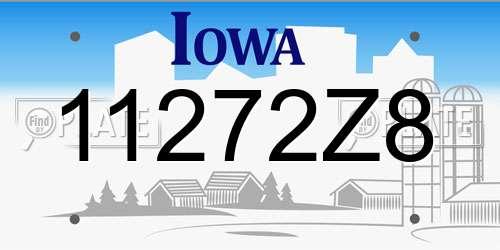 11272Z8 Iowa License Plate