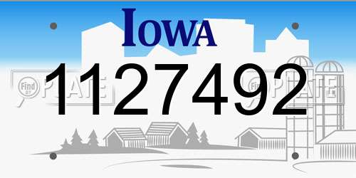 1127492 Iowa License Plate