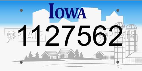 1127562 Iowa License Plate