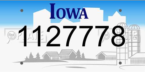1127778 Iowa License Plate