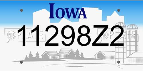 11298Z2 Iowa License Plate