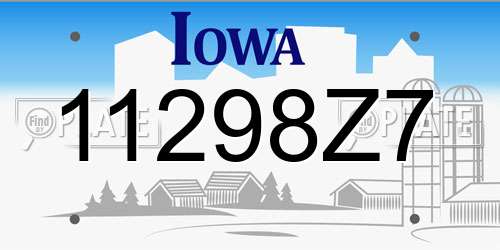 11298Z7 Iowa License Plate