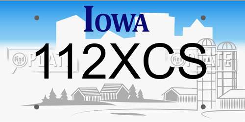 112XCS Iowa License Plate