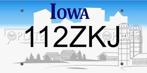 112ZKJ Iowa License Plate