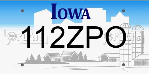 112ZPO Iowa License Plate