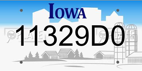 11329D0 Iowa License Plate