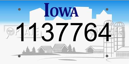 1137764 Iowa License Plate