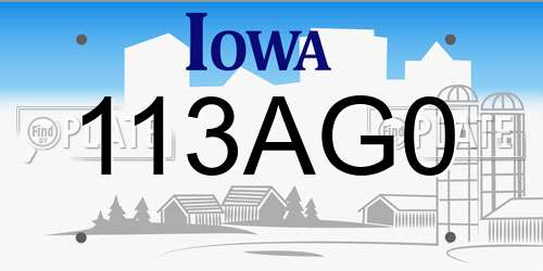 113AG0 Iowa License Plate
