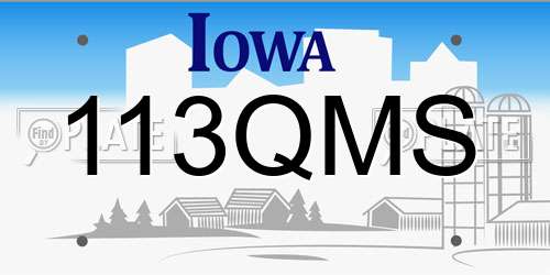 113QMS Iowa License Plate