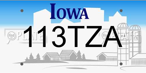 113TZA Iowa License Plate