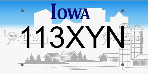 113XYN Iowa License Plate