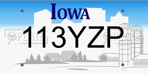 113YZP Iowa License Plate