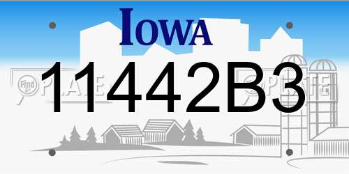11442B3 Iowa License Plate