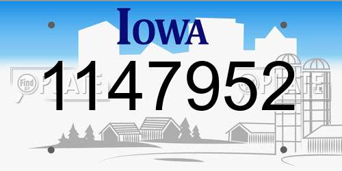 1147952 Iowa License Plate
