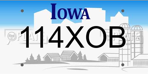 114XOB Iowa License Plate