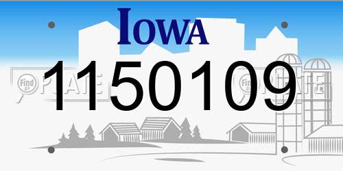 1150109 Iowa License Plate