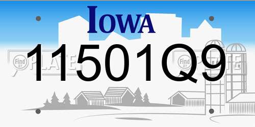11501Q9 Iowa License Plate