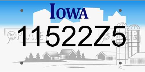 11522Z5 Iowa License Plate