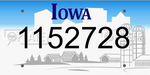 1152728 Iowa License Plate