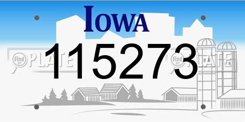 115273 Iowa License Plate