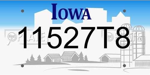 11527T8 Iowa License Plate
