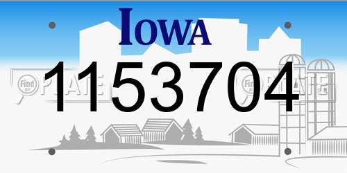1153704 Iowa License Plate