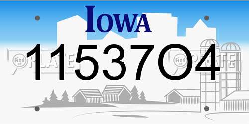 11537O4 Iowa License Plate
