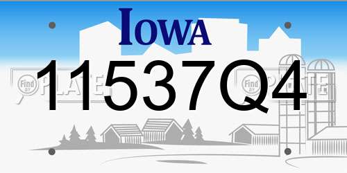 11537Q4 Iowa License Plate
