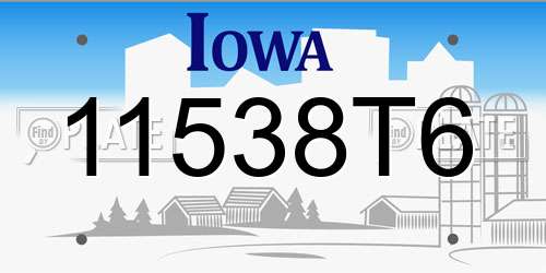 11538T6 Iowa License Plate