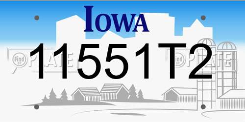 11551T2 Iowa License Plate