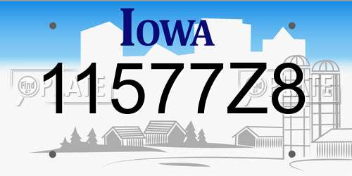 11577Z8 Iowa License Plate