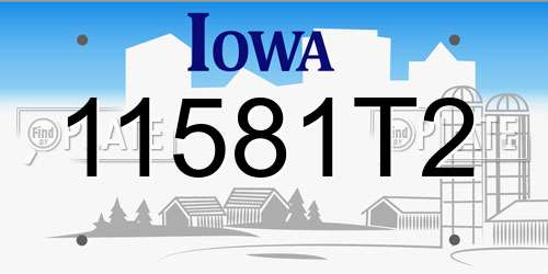 11581T2 Iowa License Plate