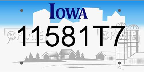 11581T7 Iowa License Plate