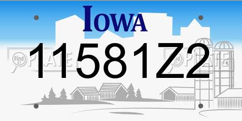 11581Z2 Iowa License Plate