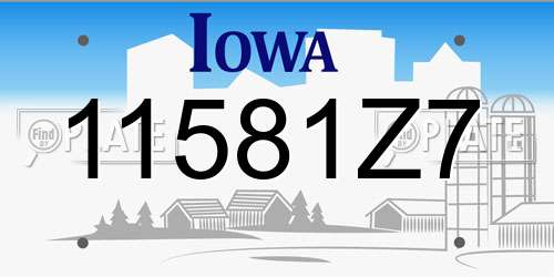 11581Z7 Iowa License Plate