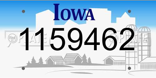 1159462 Iowa License Plate