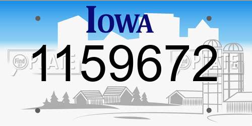 1159672 Iowa License Plate