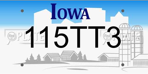 115TT3 Iowa License Plate