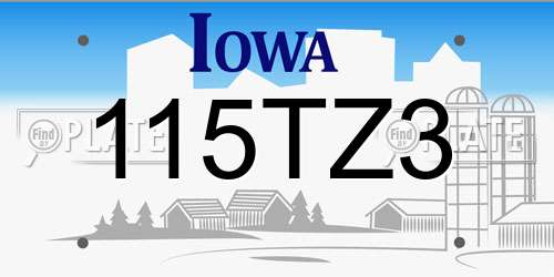 115TZ3 Iowa License Plate